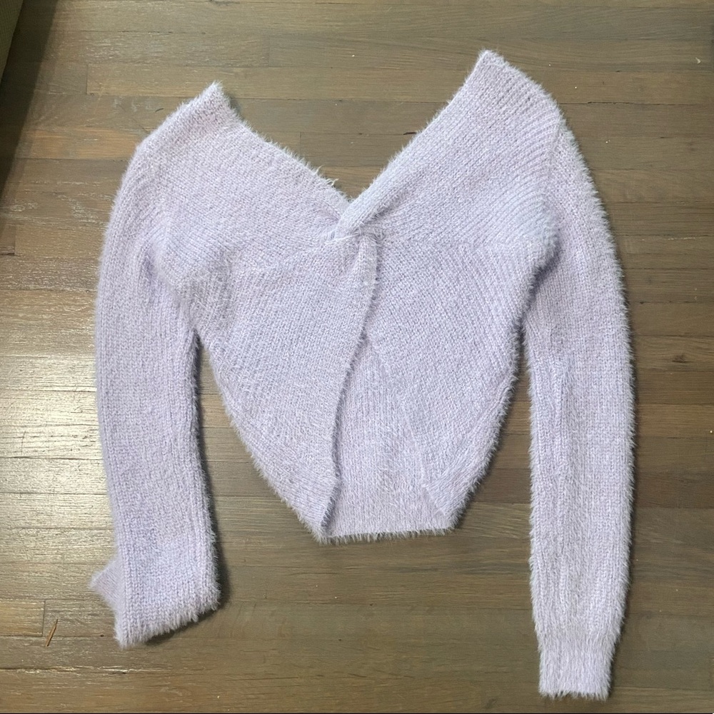 Fuzzy lavender crop top sweater sz small